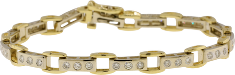 14KT Yellow & White Gold 1.50 CTTW Diamond Link Bracelet