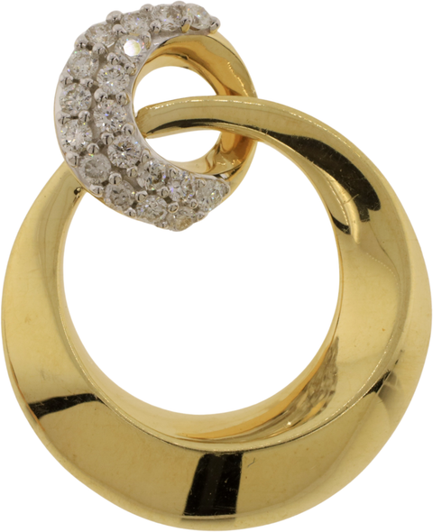 10Kt Yellow Gold Diamond Pave Moon Design Circle Pendant