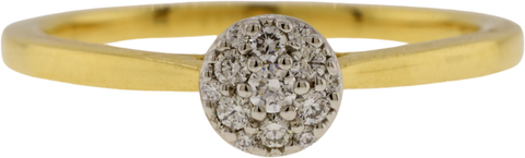 18K Yellow Gold Diamond Cluster Engagement Ring with Platinum Setting