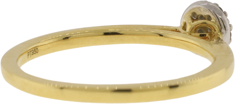 18K Yellow Gold Diamond Cluster Engagement Ring with Platinum Setting