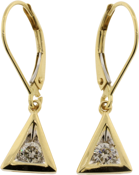 14KT Yellow Gold 0.25 CTTW Diamond Geometric Dangle Earrings