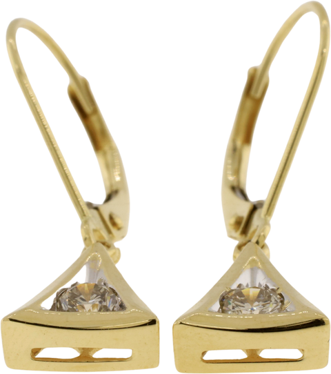 14KT Yellow Gold 0.25 CTTW Diamond Geometric Dangle Earrings