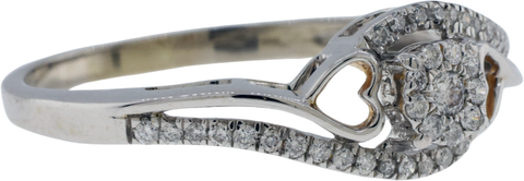 10K White Gold Diamond Heart Accent Bypass Style Engagement Ring Size 7