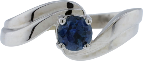 14K White Gold Natural Blue Sapphire Bypass Style Ring Size 6