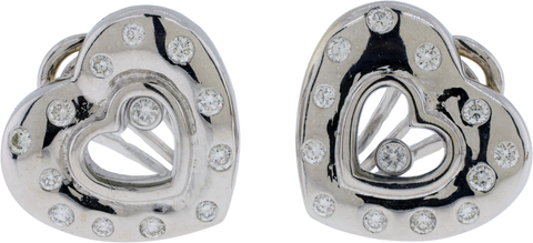18KT White Gold 0.74 CTTW Heart-Shaped Convertible Stud Earrings