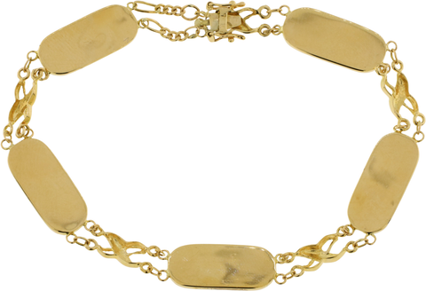 14KT Yellow Gold Jadeite Cabochon X-Link Bracelet