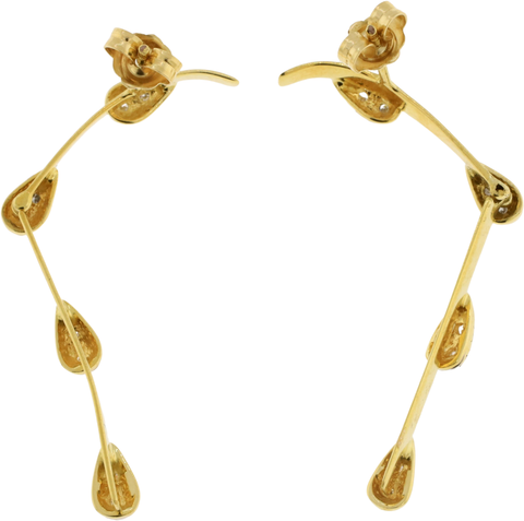 14KT Yellow Gold & Rhodium Plated Diamond Teardrop Dangle Earrings