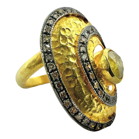 Avant Garde Style 22KT Yellow Gold 1.39 cttw. Diamond Fashion Ring