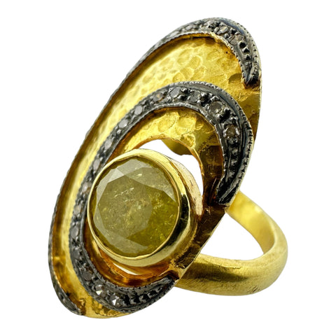 Avant Garde Style 22KT Yellow Gold 1.39 cttw. Diamond Fashion Ring