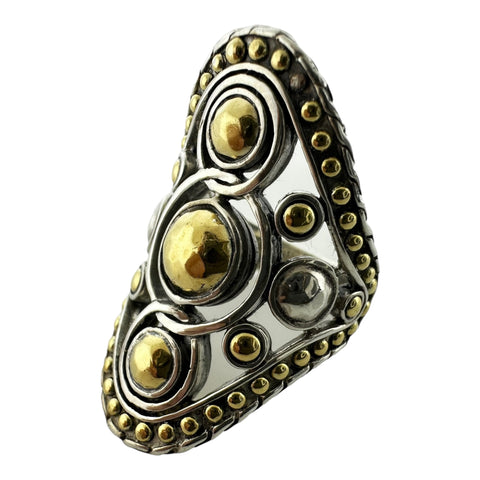Authentic John Hardy Palu Bulan Saddle Ring - 925 Silver & 22KT Yellow Gold