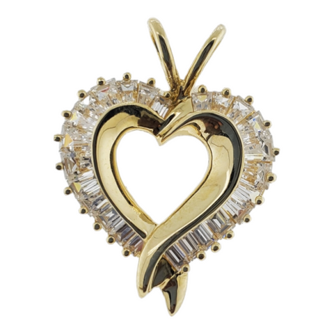 14K Yellow Gold Charm with CZ Heart Pendant 4.3g