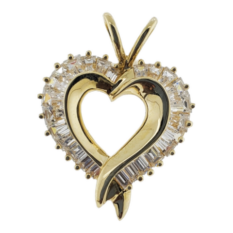 14K Yellow Gold Charm with CZ Heart Pendant  4.3g