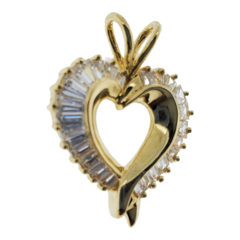 14K Yellow Gold Charm with CZ Heart Pendant 4.3g