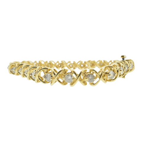 Gold-Diamond Bracelet 25 Diamonds 2.68 Carat T.W. 14K Yellow Gold 15.5g