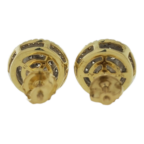 Gold-Diamond Earrings 112 Diamonds 10.15 Carat T.W. 10K Yellow Gold 2.9g Jagi. Cert.