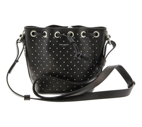 Yves Saint Laurent Studded Medium Bucket Shoulder Bag, Black