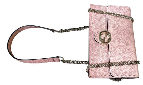 Gucci Grained Calfskin Interlocking G Chain Wallet