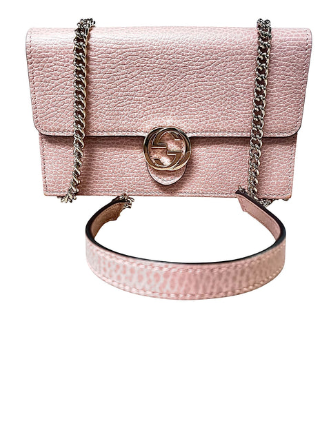 Gucci Grained Calfskin Interlocking G Chain Wallet