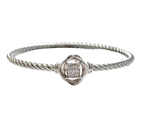David Yurman Silver-Diamond Bracelet 19 Diamonds .050 Carat T.W. 925 Silver 9.9g