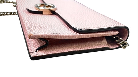 Gucci Grained Calfskin Interlocking G Chain Wallet