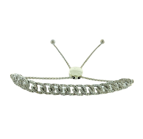 10KT White Gold 1.35cttw. Diamond Cuban Link Lariat Bracelet