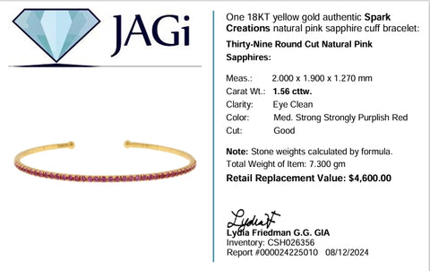 18K Yellow Gold Spark Creations Sapphires Flex Bangle Bracelet