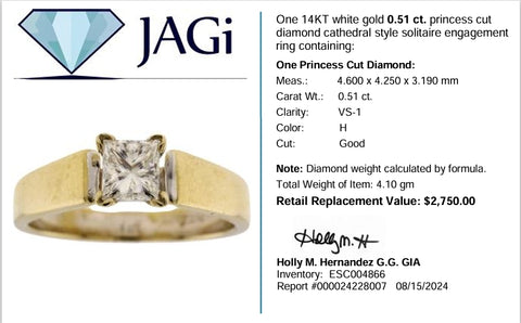 14K White Gold Solitaire Diamond Ring