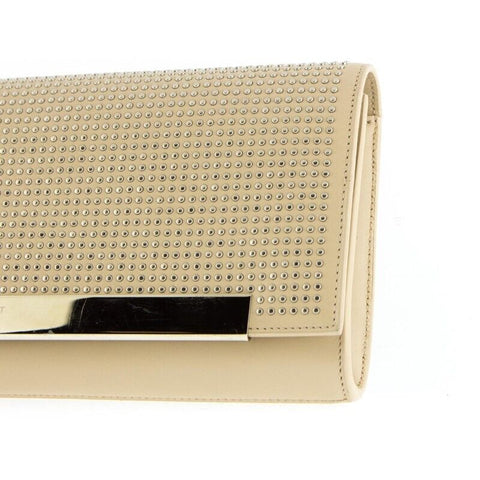 Saint Laurent YSL Studded Beige Leather Clutch