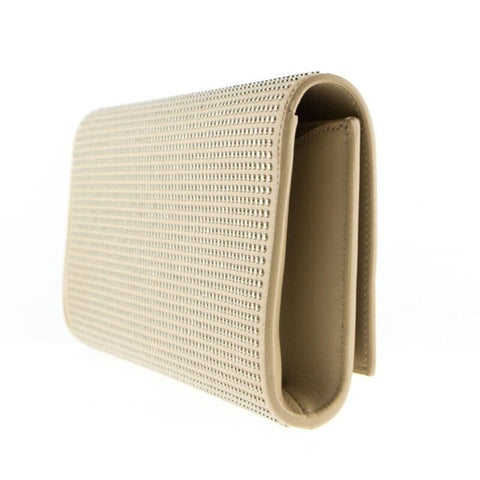 Saint Laurent YSL Studded Beige Leather Clutch