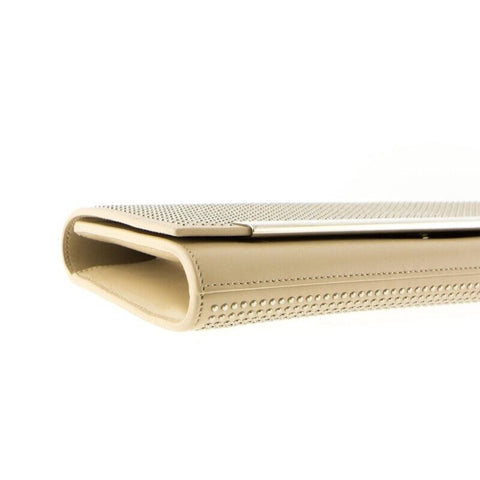 Saint Laurent YSL Studded Beige Leather Clutch