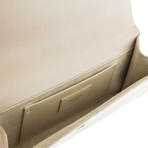 Saint Laurent YSL Studded Beige Leather Clutch