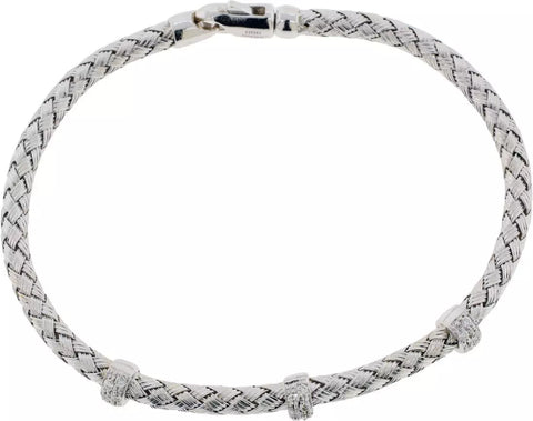 18Kt White Gold Simon G. Diamond Woven Bangle Bracelet