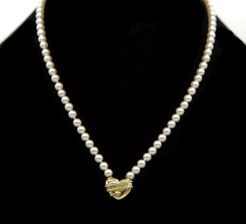 Tiffany & Co Cupid's Arrow & Heart 18k Yellow Gold with Cultured Pearl Necklace