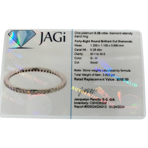 Platinum 3gm T.W. Diamond Wedding Band 48 Diamonds .260 Carat T.W. Size 6.25