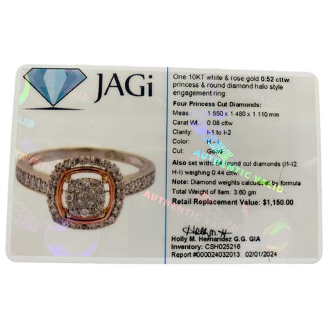 10K 2 Tone Gold 3.6g 58 Diamonds .520 Carat T.W. Diamond Cluster Ring Size 7