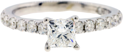 14Kt White Gold Diamond 4-prong Engagement Ring