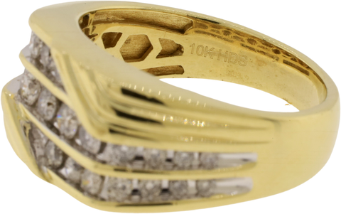 10K Yellow Gold Channel Set Diamond Band Ring Size 10