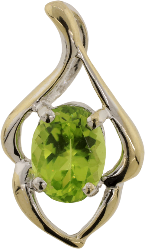 18KT White Gold 1.38 ct Oval Peridot Solitaire Pendant