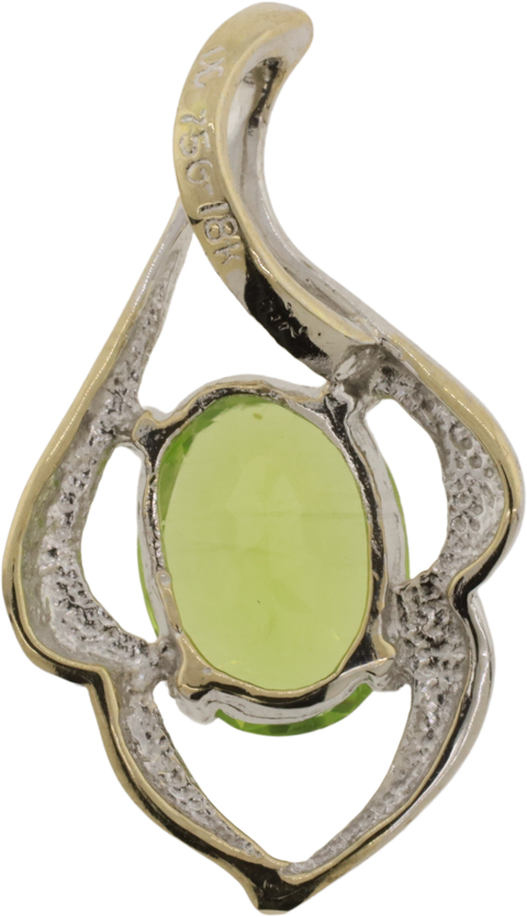 18KT White Gold 1.38 ct Oval Peridot Solitaire Pendant