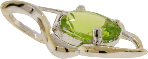 18KT White Gold 1.38 ct Oval Peridot Solitaire Pendant