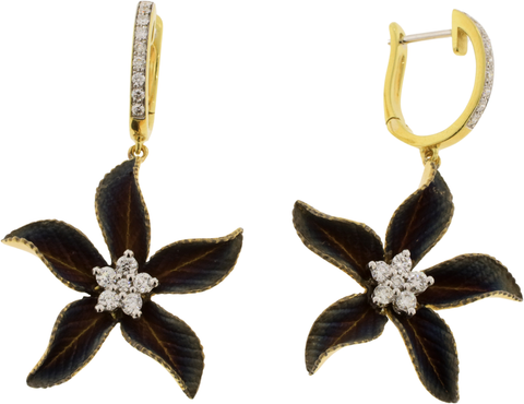 18Kt Yellow Gold Simon G. Diamond Flower Dangle Earrings