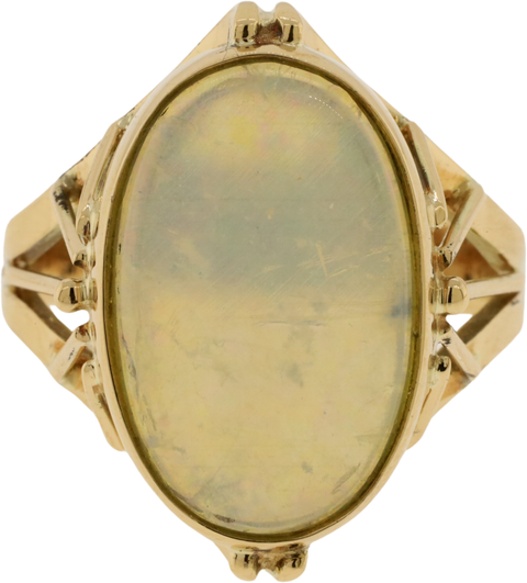 14Kt Yellow Gold Oval Opal Split Shank Ring