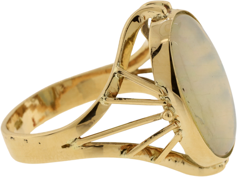 14Kt Yellow Gold Oval Opal Split Shank Ring