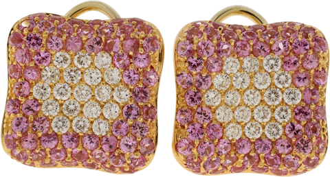 Giovanni Ferraris 18KT Rose Gold Diamond & Natural Pink Sapphire Pavé Earrings