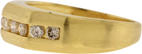 14K Yellow Gold Round Brilliant Cut Diamond Geometric Band Ring Size 10