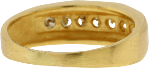 14K Yellow Gold Round Brilliant Cut Diamond Geometric Band Ring Size 10