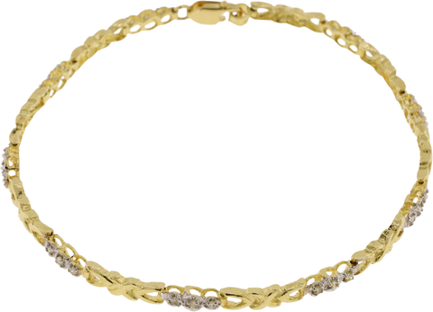 10KT Yellow & White Gold Single Cut Diamond Link Bracelet