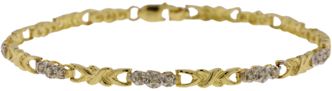 10KT Yellow & White Gold Single Cut Diamond Link Bracelet