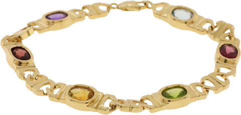 14KT Yellow Gold Multistone Link Bracelet