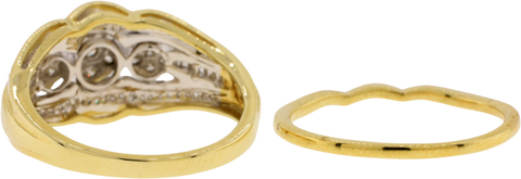 10K Yellow Gold Trinity Cluster Diamonds Wedding Ring Set